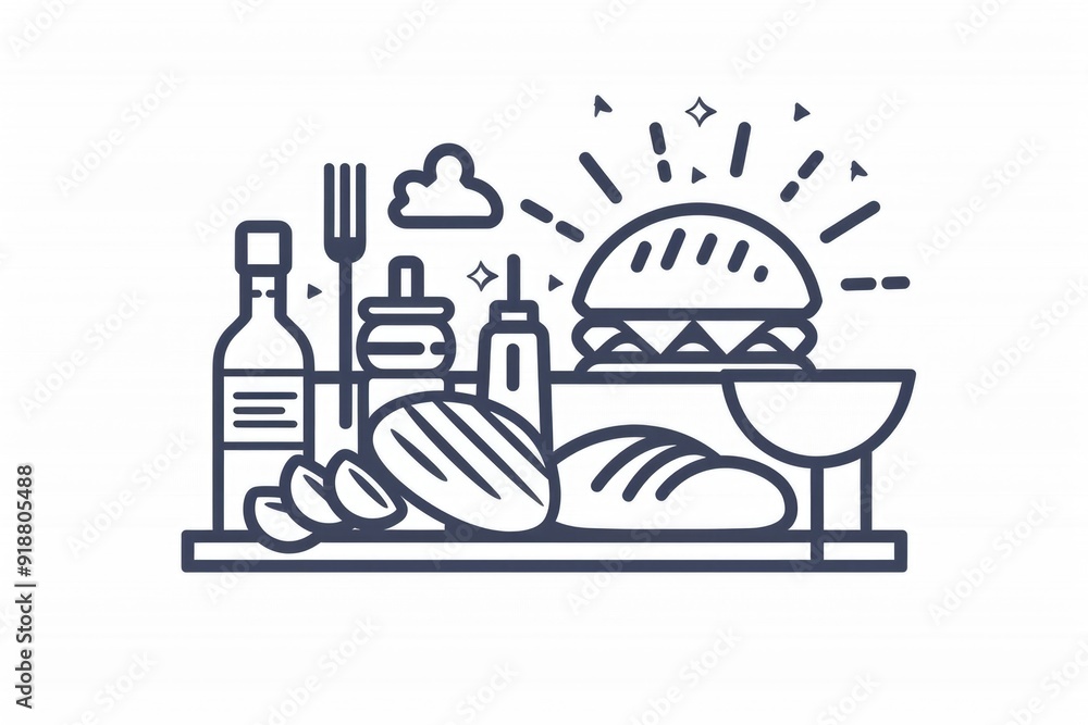 A table with bread, wine and a bottle of wine A table with bread, wine and a bottle of wine