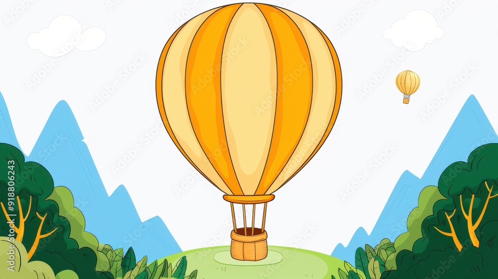 Obraz premium Celebrate a childs birthday with this adorable handdrawn hot air balloon illustration perfect for greeting cards and invites