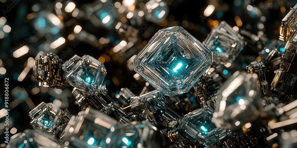 Crystalline Cubes with Futuristic Digital Glow Crystalline Cubes with Futuristic Digital Glow