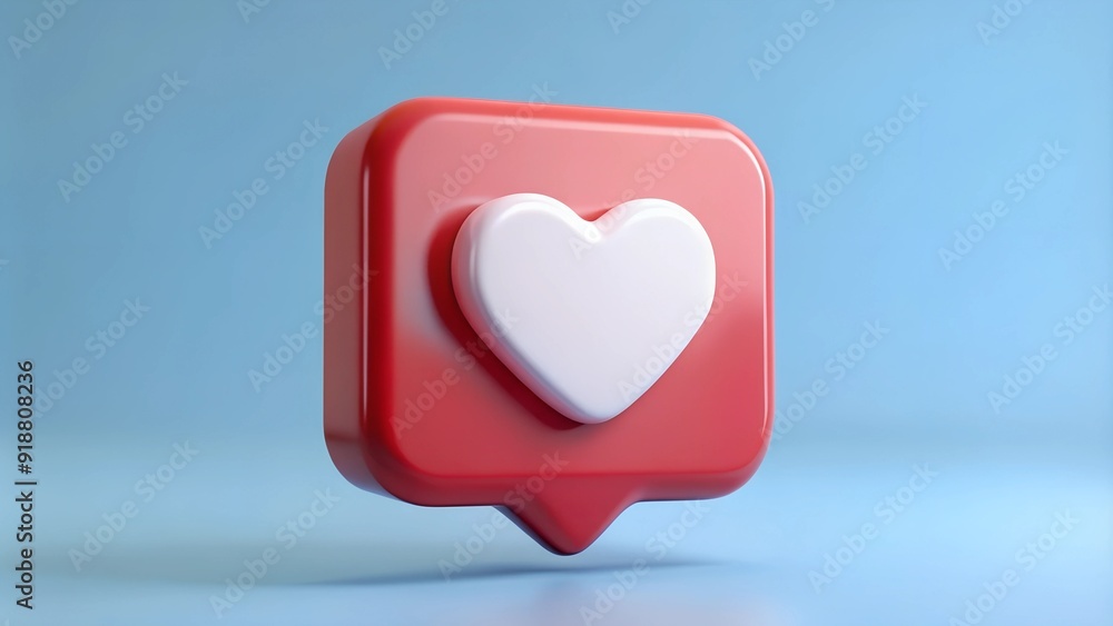 Heart Icon in 3D Representation of Social Media Achievement Heart Icon in 3D Representation of Social Media Achievement