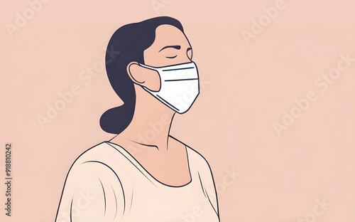 Minimalist illustration of person wearing a face mask photo