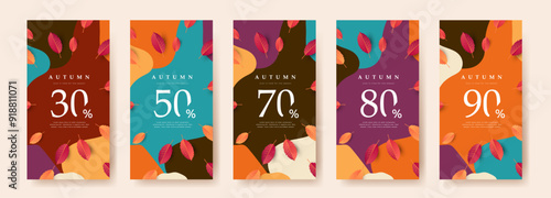 Autumn Gift sale promotion Coupon banner background template. Elegant Autumn Voucher Design.