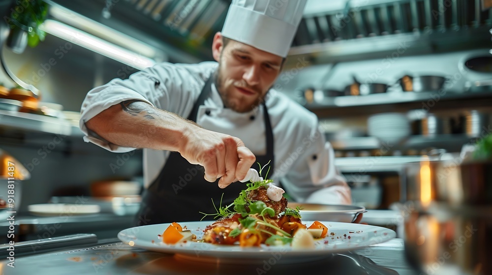chef decorated plate with food : Generative AI chef decorated plate with food : Generative AI