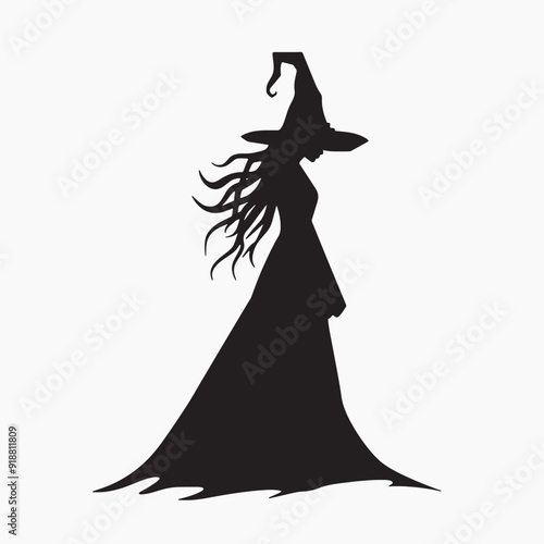 Mystical witch silhouette illustration