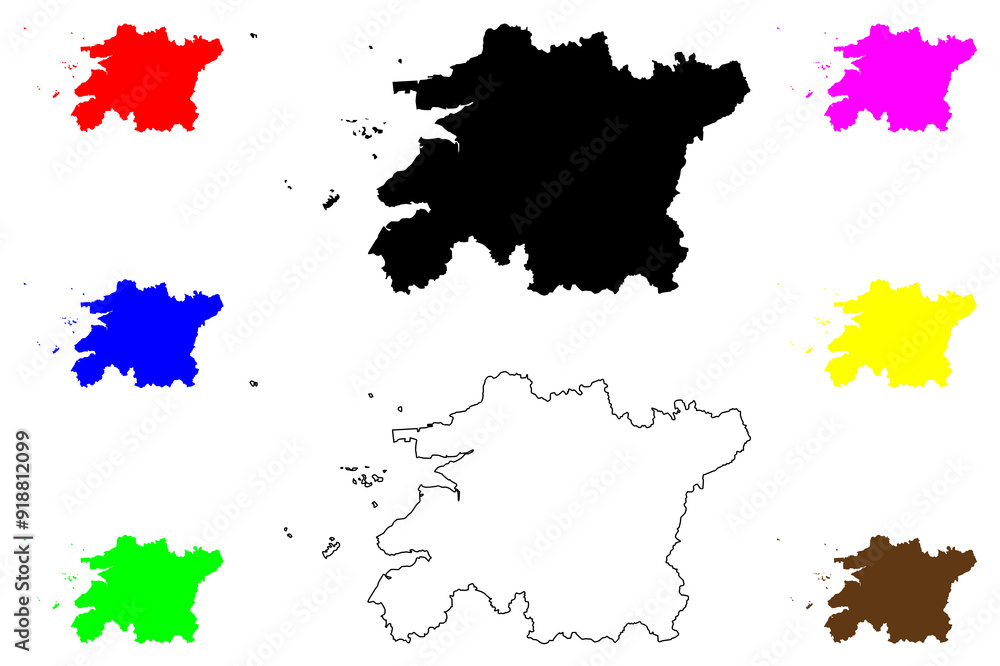 Obraz premium North Jeolla Province (South Korea, Republic of Korea, ROK, Provinces of South Korea) map vector illustration, scribble sketch Jeollabuk-do map