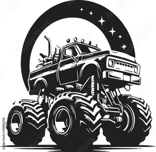 Unique Monster Truck art silhouette