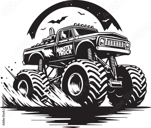 Unique Monster Truck art silhouette
