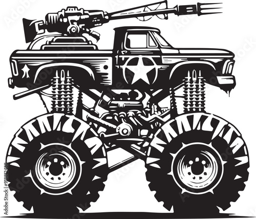 Unique Monster Truck art silhouette