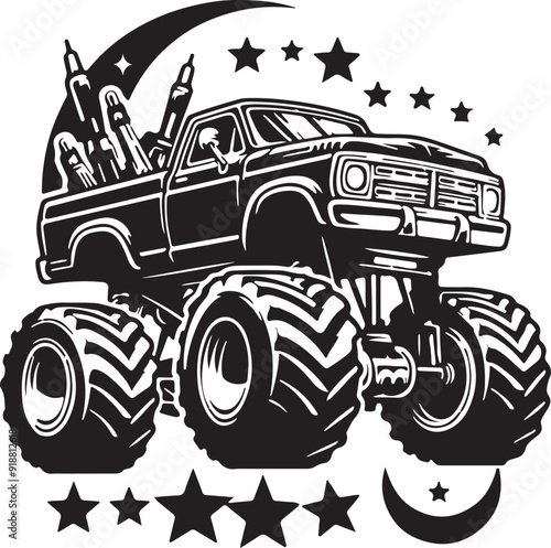 Unique Monster Truck art silhouette
