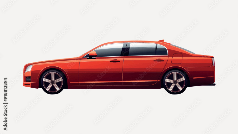 Sleek red luxury sedan illustration Sleek red luxury sedan illustration