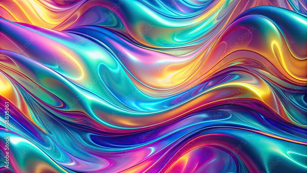 Colorful iridescent holographic background with abstract fluid waves and hologram effect, iridescent, holographic, abstract, fluid Colorful iridescent holographic background with abstract fluid waves and hologram effect, iridescent, holographic, abstract, fluid
