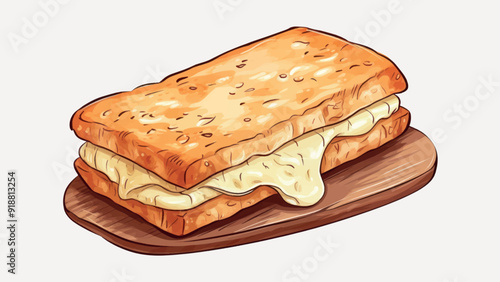 Delicious grilled cheese sandwich illustration