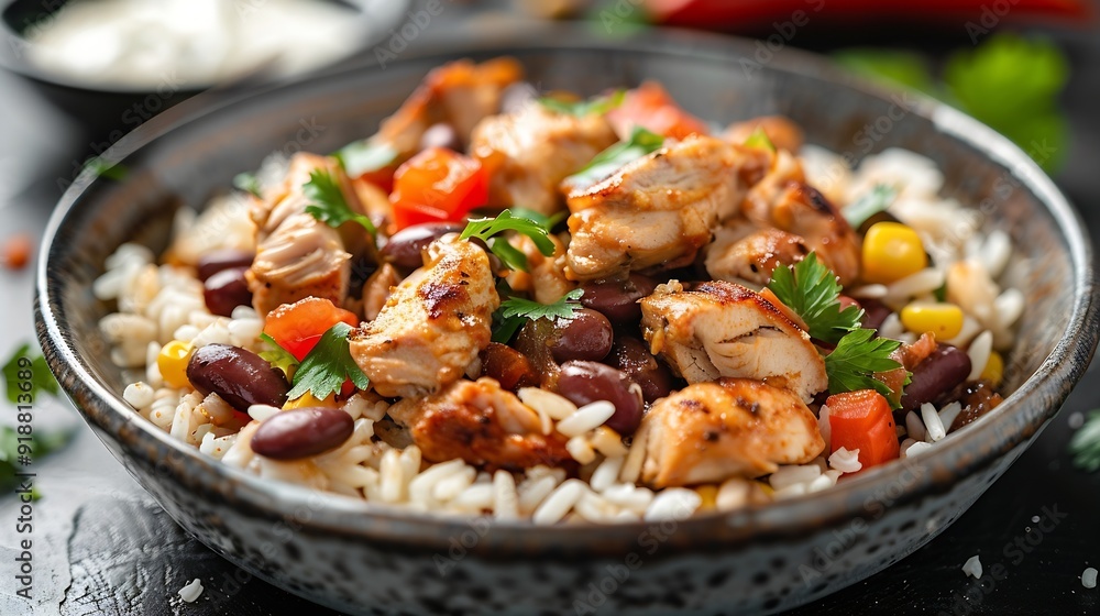 Mexican sauteed chicken with rice and beans : Generative AI Mexican sauteed chicken with rice and beans : Generative AI