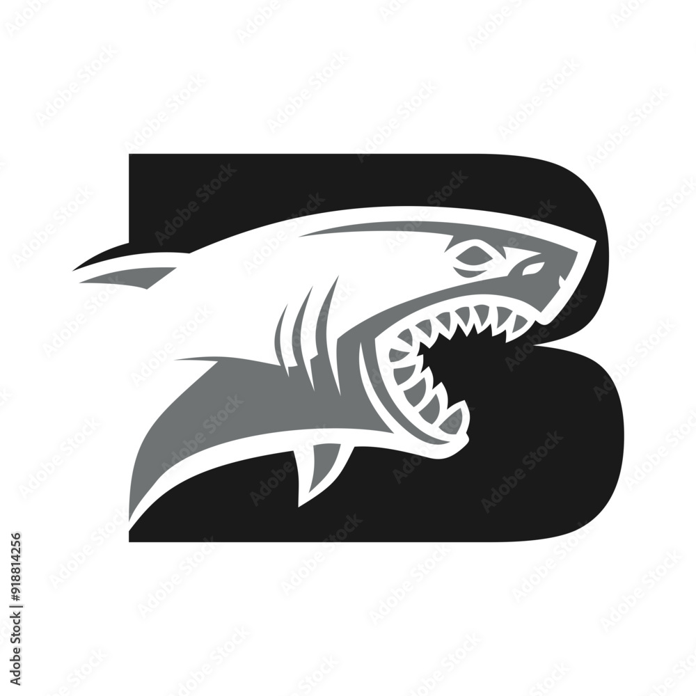 Letter B shark logo template. vector illustration Letter B shark logo template. vector illustration