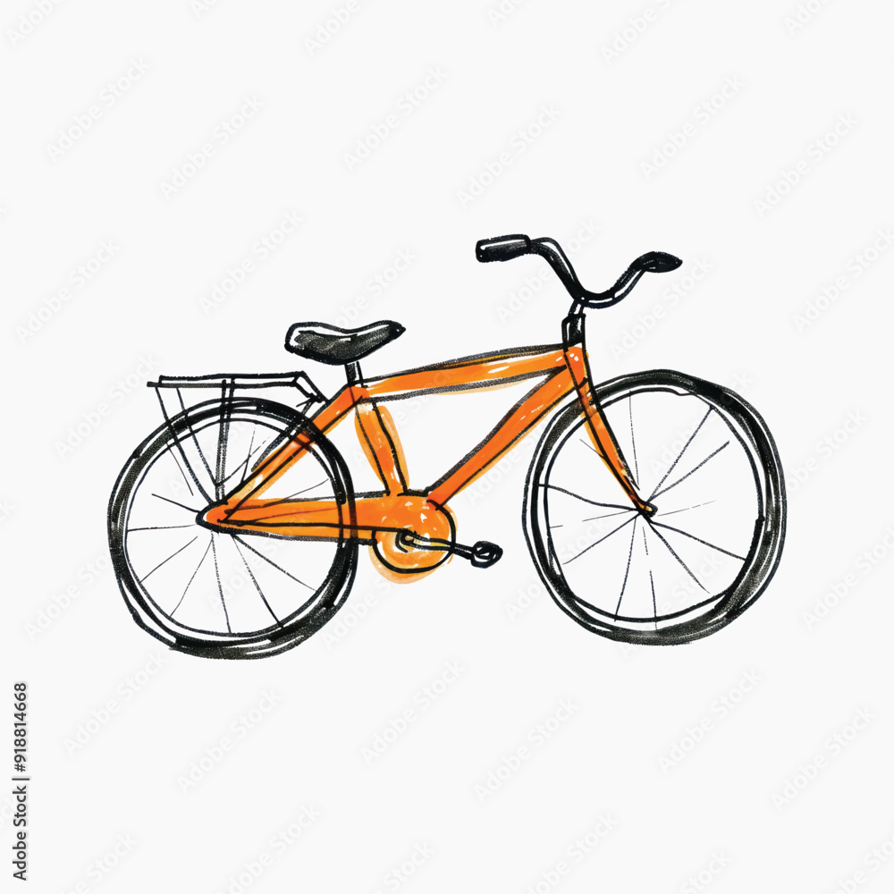 Fototapeta premium Hand-drawn orange bicycle illustration