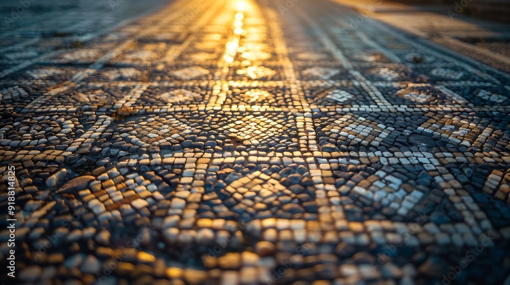Ancient mosaic floor regular pattern from Laodicea Church with geometric design Denizli Turkey Turkiye : Generative AI Ancient mosaic floor regular pattern from Laodicea Church with geometric design Denizli Turkey Turkiye : Generative AI