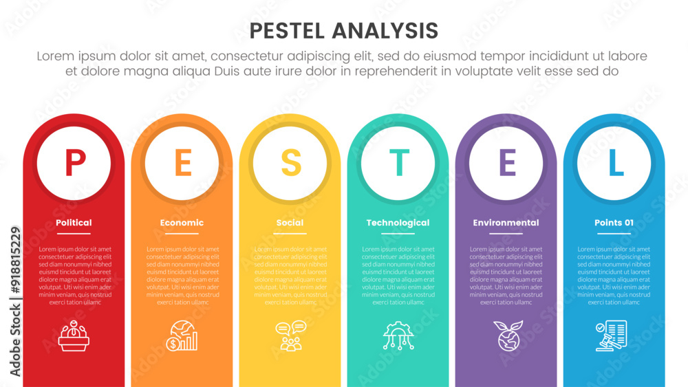pestel business analysis tool framework infographic with round box header outline with 6 point stages concept for slide presentation pestel business analysis tool framework infographic with round box header outline with 6 point stages concept for slide presentation