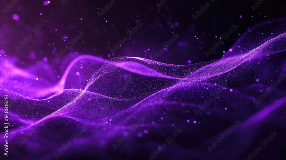 Digital purple particles wave and light abstract background Digital purple particles wave and light abstract background