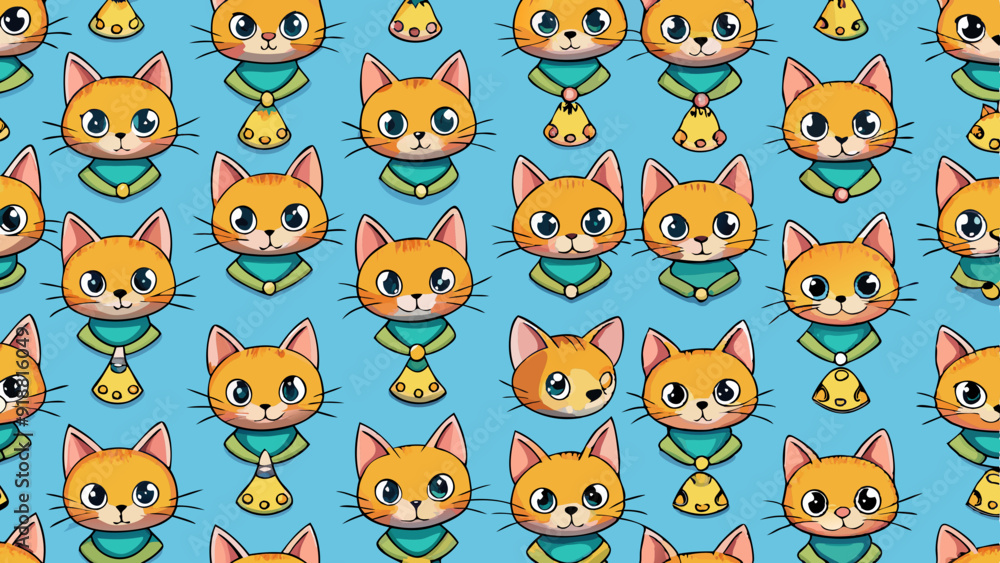 seamless pattern with cats and birds seamless pattern with cats and birds