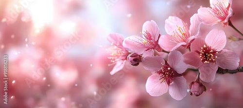 Pink Blossoms with Blurred Background.