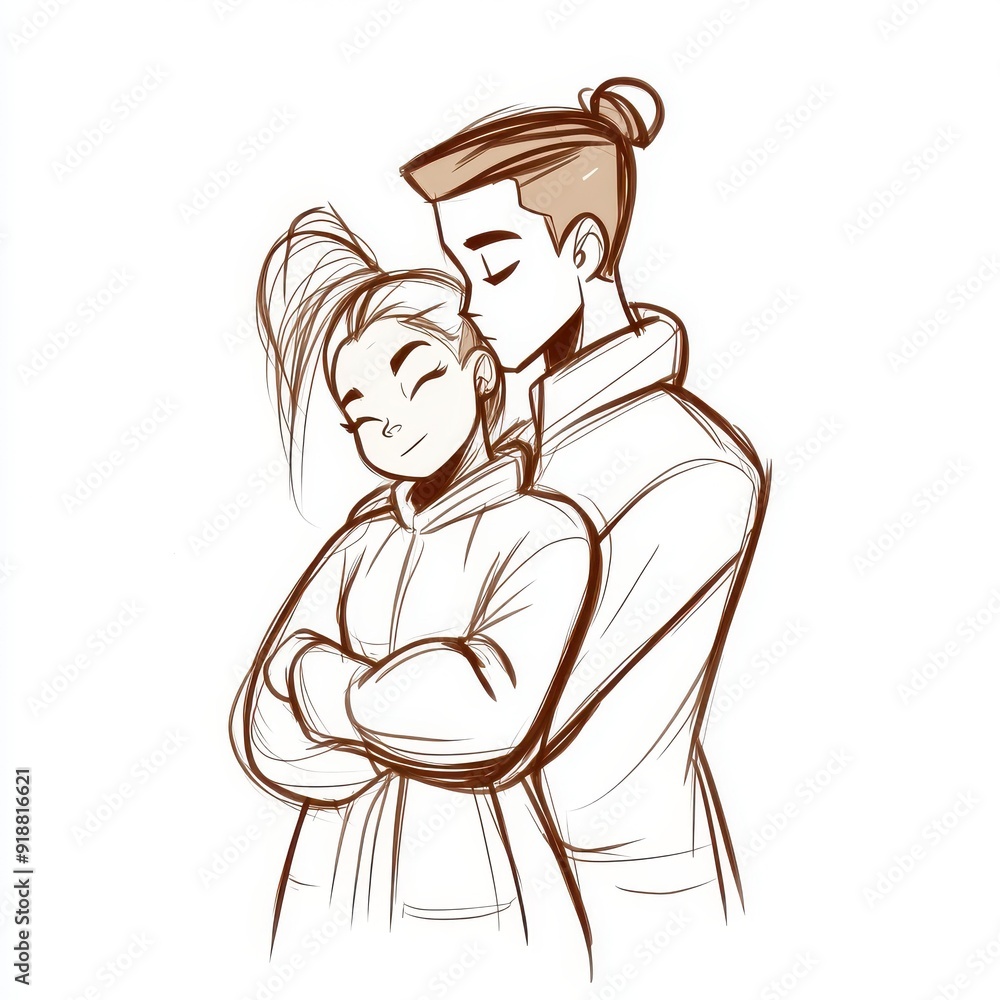 A sweet doodle capturing a young couple embracing, celebrating their love and connection in a fun, artistic style. A sweet doodle capturing a young couple embracing, celebrating their love and connection in a fun, artistic style.