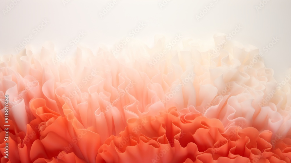Delicate layers of orange and white fabric create a soft and flowing texture, beautifully arranged against a light background Delicate layers of orange and white fabric create a soft and flowing texture, beautifully arranged against a light background