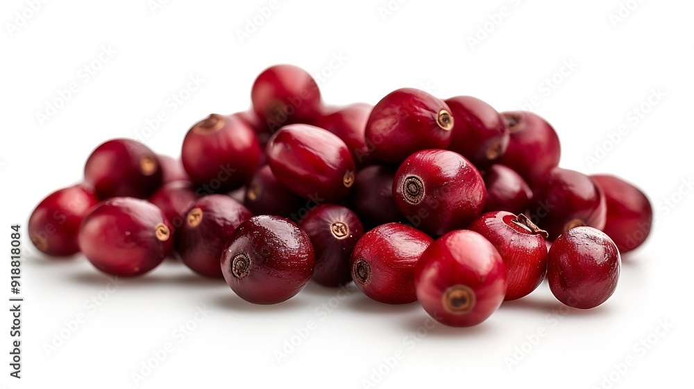 Red coffee beans isolated on white background with clipping path : Generative AI Red coffee beans isolated on white background with clipping path : Generative AI