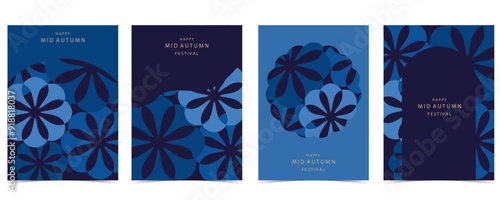 mid-autumn festival background with rabbit,mooncake,moon .vector for a4 vertical design