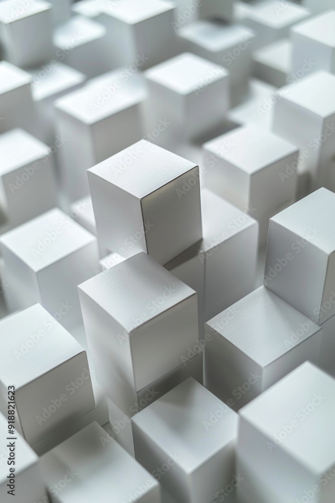 A collection of white cubes stacked together A collection of white cubes stacked together