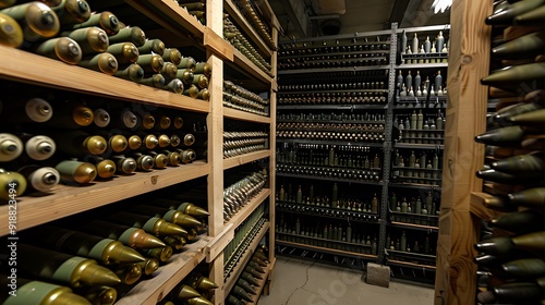 Military storage of 155mm gun shells photo