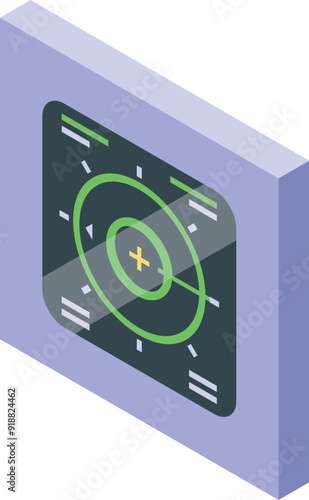 Radar is detecting a target in this isometric icon vector illustration