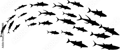 Canvas Print seafish swimming group fish and sea school fish swimming group