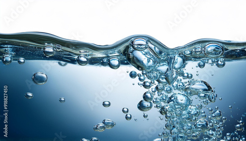 Bubbles in water with transparent background