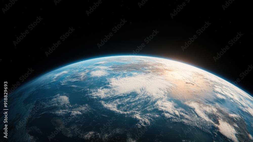 Obraz premium Earth with Glowing Ozone Layer Shield Against Global Warming