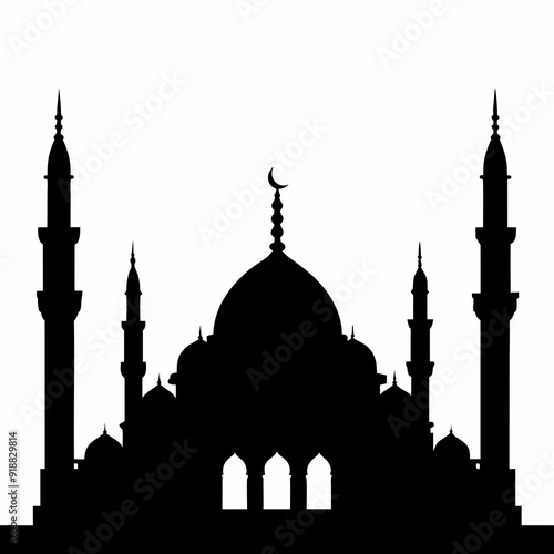 Islamic mosque silhouette vector art Illustration