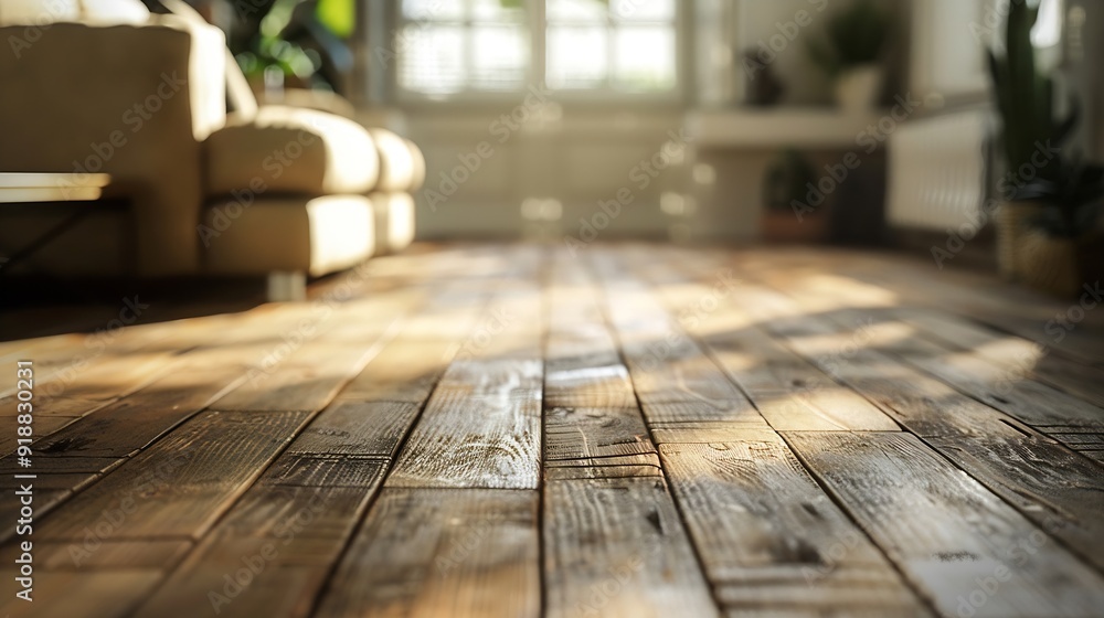 Wooden Floor and Couch in Living Room : Generative AI Wooden Floor and Couch in Living Room : Generative AI