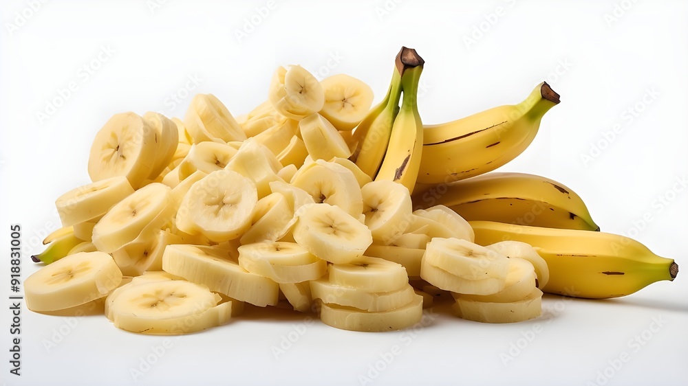 Bundle of banana slices isolated as a transparent PNG on a white background Bundle of banana slices isolated as a transparent PNG on a white background