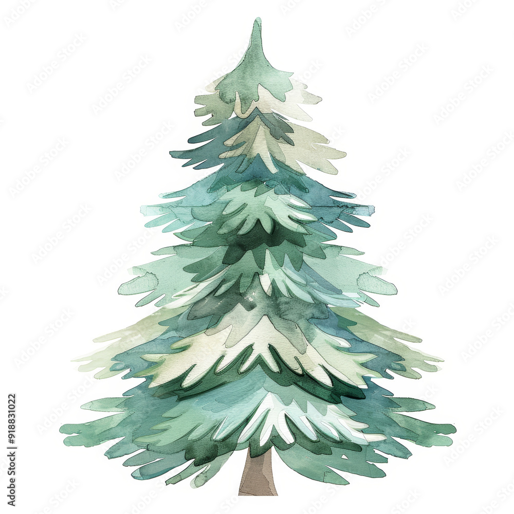 Obraz premium Watercolor Christmas Tree Illustration Abstract Evergreen Holiday Art