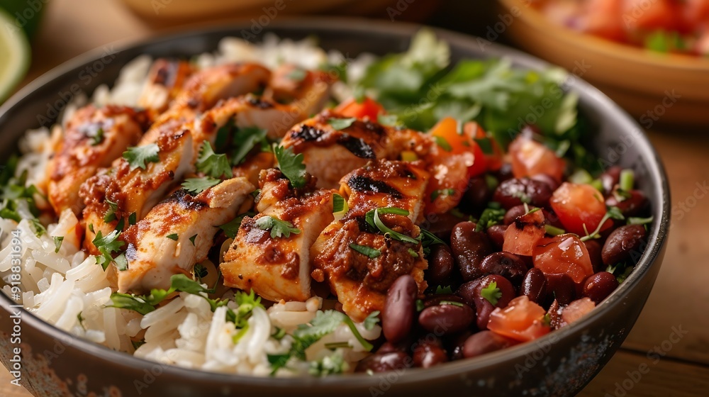Mexican sauteed chicken with rice and beans : Generative AI Mexican sauteed chicken with rice and beans : Generative AI