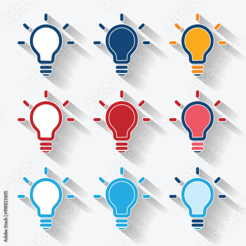 Set icon of Shadow light bulb represent effective business idea concept color full