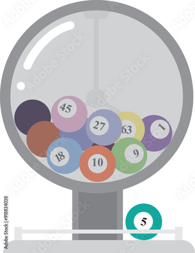 Lottery machine with lottery balls inside. Lotto bingo game luck concept illustration. Wheel drum leisure