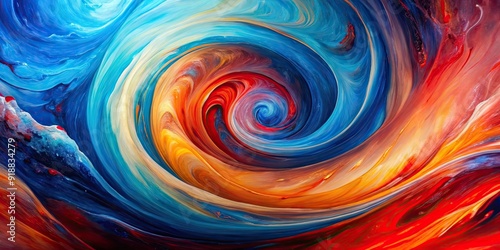 Wallpaper Mural Colorful abstract painting with a blue and red swirl, abstract, painting, colorful, swirl, blue, red, vibrant, modern Torontodigital.ca