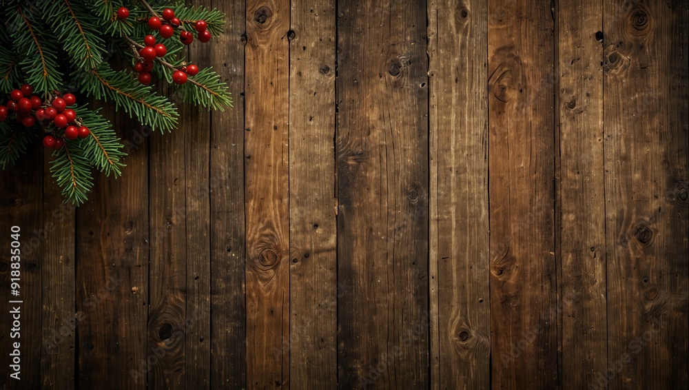 Christmas rustic background with wooden planks Christmas rustic background with wooden planks