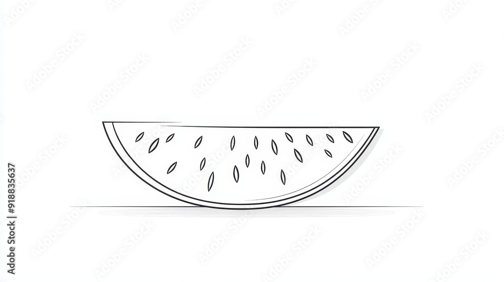 Abstract line art depicting a watermelon, minimalist style with delicate strokes on white, emphasizing geometric simplicity Abstract line art depicting a watermelon, minimalist style with delicate strokes on white, emphasizing geometric simplicity