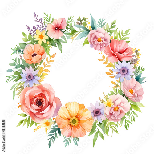 Flower Wreath Watercolor Wreath Art