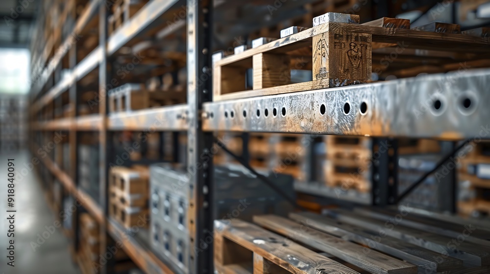Metal warehouse shelves Modern logistics warehouse Shelves for storing goods and goods Empty shelves with wooden pallets Cargo storage : Generative AI Metal warehouse shelves Modern logistics warehouse Shelves for storing goods and goods Empty shelves with wooden pallets Cargo storage : Generative AI