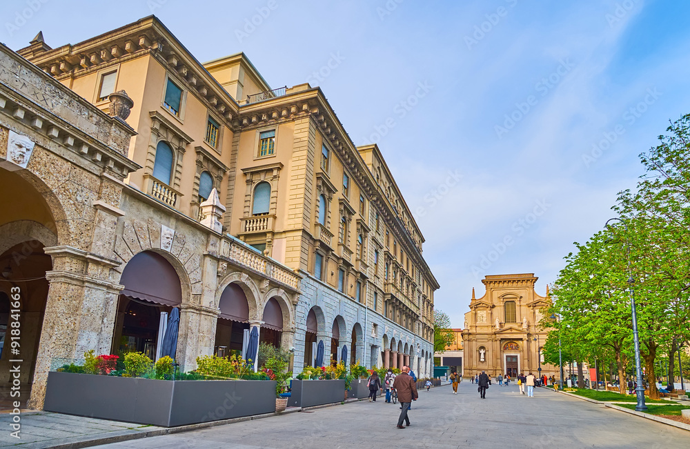 Via Sentierone in Citta Bassa, Bergamo, Italy