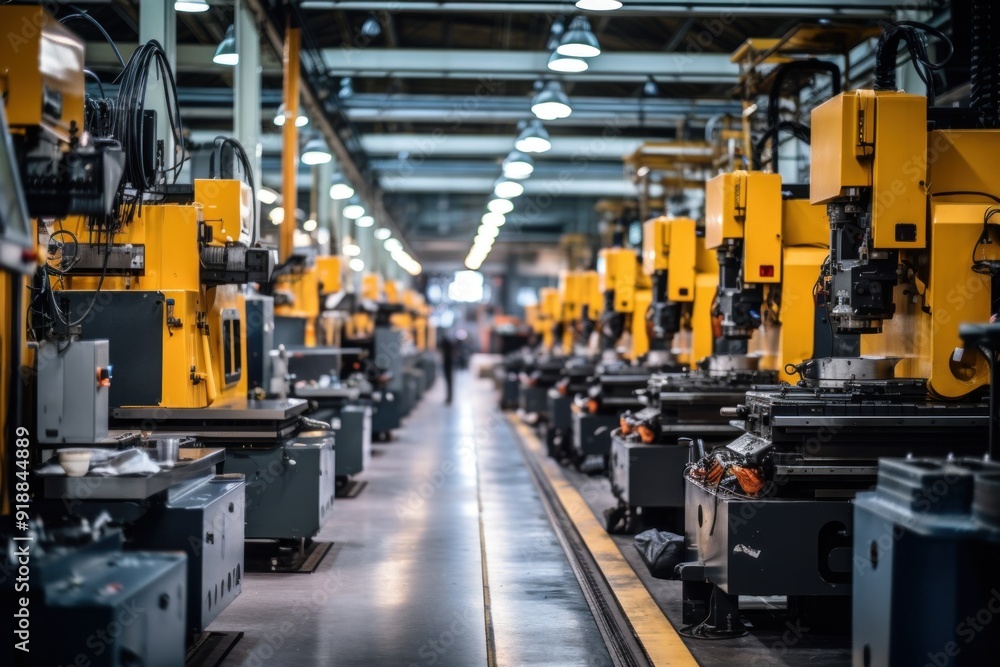A large industrial facility with a multitude of working machines and equipment A large industrial facility with a multitude of working machines and equipment