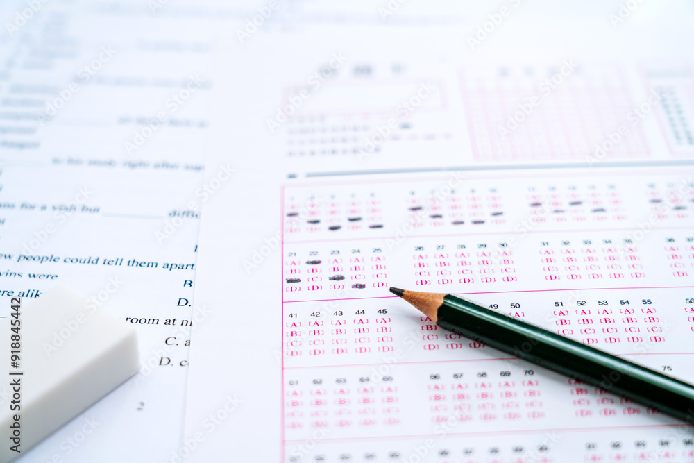 Chinese English Exam answer sheet and a pencil Chinese English Exam answer sheet and a pencil
