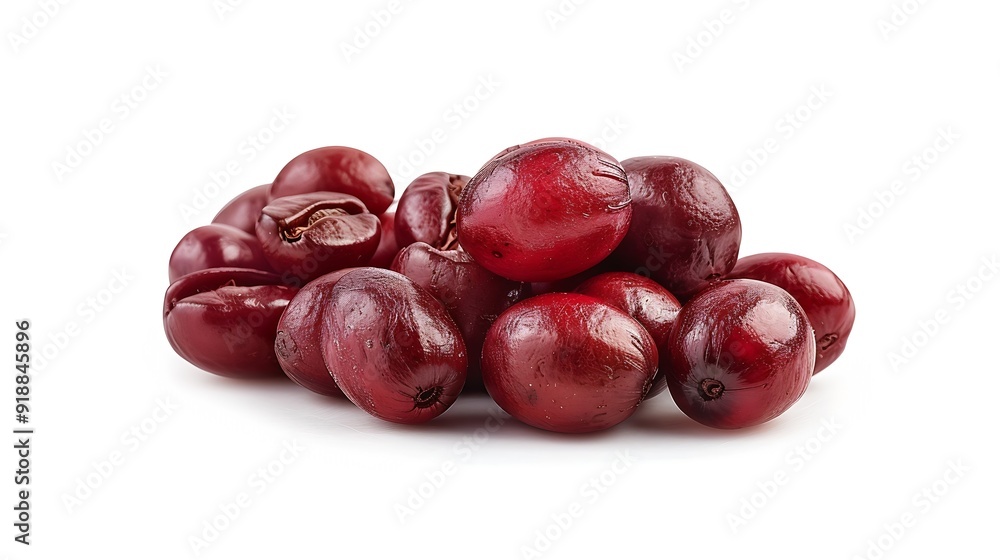 Red coffee beans isolated on white background with clipping path : Generative AI Red coffee beans isolated on white background with clipping path : Generative AI